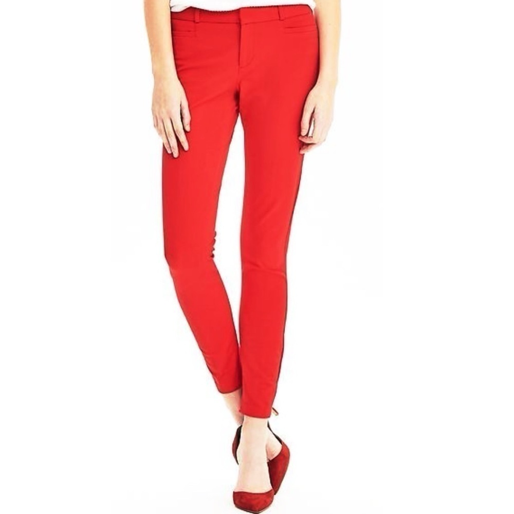 Banana Republic Sloan Straight Leg Solid Red Ankle Pants Mid Rise Size 10
